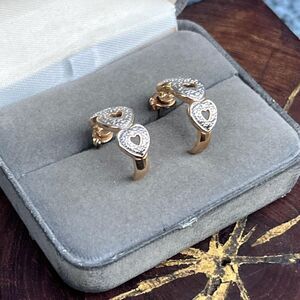 Sterling Silver and Gold Vermeil Moissanite gemstone hoops Heart Earrings